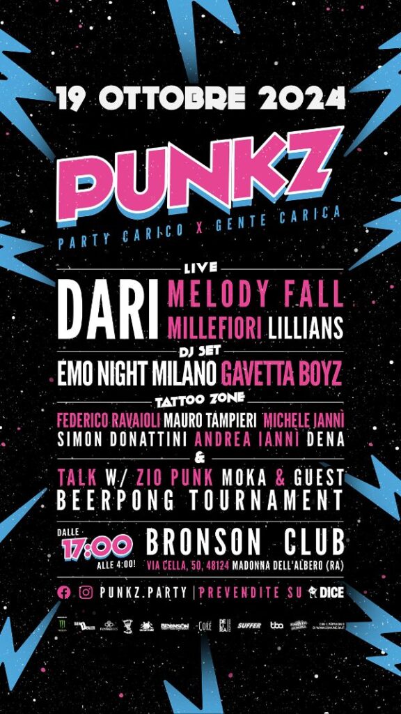 PUNKZ! - Torna il 19 ottobre al Bronson Club con la sua solita dose di musica e divertimento!